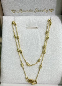 18k Solid Yellow Gold Beaded Shiny Italy Chain Necklace. 18”. 4.10 Grams - Picture 1 of 5