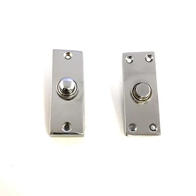 Solid Polished Chrome Victorian Door Bell Chime Push Button Press  - Image 1 of 3