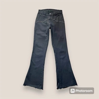 🍸👡 Pantalones bootcut vintage Y2k negro grunge western tiro bajo talla 0 Foto 1 de 4