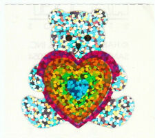 Vtg Hambly Glitter Teddy Bear with Rainbow Heart Sticker