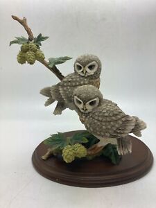 Country Artists Little Owl Pair with Wild Hops  Model No 01652