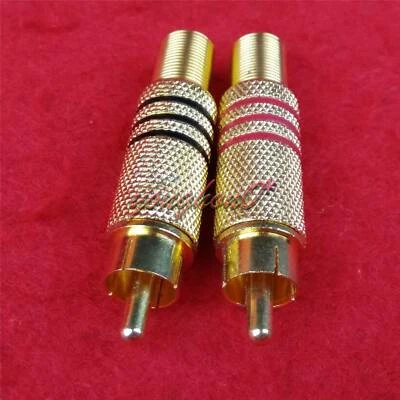 Conector de funda de enchufe de cable de audio RCA dorado de 2 piezas nuevo Foto 1 de 3