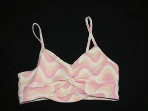 Abercrombie Kids Girls Bikini Top Size 9/10 Orange Psychedelic Waves 60s Hippie - Picture 1 of 4