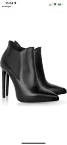Saint Laurent Black Leather Platform Boots Stiletto Size 39.5 - Picture 1 of 7