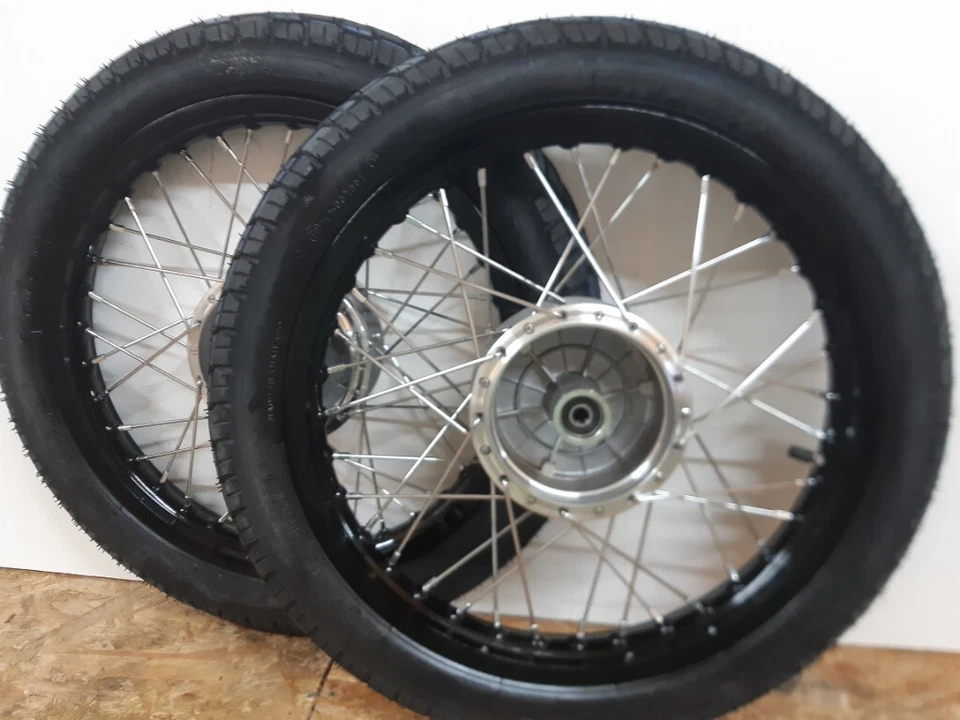 Simson 2 x Rad Räder Alu schwarz  S51 S50 KR51 Schwalbe Star Kompletträder Satz - Bild 1 von 4