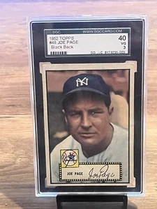 1952 Topps Black Back 48 Joe Page New York Yankees SGC 40 - Picture 1 of 2