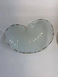 Annie Glass Shell Shaped 9.5” Dish, Frosted w/ gold Rim - numbered 32/311 Signed - Picture 1 of 19