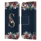 Nature Magick Floral Monogram Gold Navy 2 Leather Book Case For Apple Ipod Touch