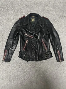 ECHTES LEDER VINTAGE BIKER LEATHER JACKET SIZE 38 - Picture 1 of 19