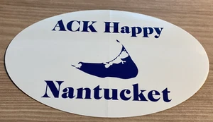 Pegatina de vinilo ovalada brillante ACK Happy Nantucket 6x4 *NUEVA* - Imagen 1 de 1