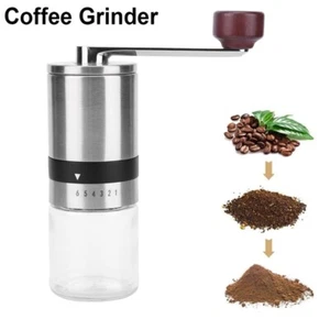 Kaffeemühle Edelstahl mit Keramikmahlwerk Handkaffeemühle Kaffee Mühle Manuell - Bild 1 von 14