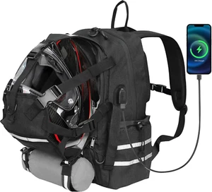 Helmet Backpack for Motorcycle Cycling, Large Capacity Waterproof Helmet Holder, - Picture 1 of 6