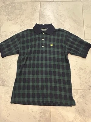 Camisa Polo Masters Collection Para Hombre Pequeña Verde Blanca A Cuadros Algodón Preppy Foto 1 de 4