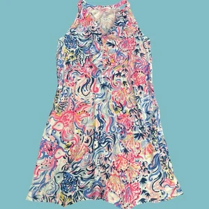 Lilly Pulitzer Shay Dress Women Size M So Sofishsticated Sleeveless Ruffle Front - Picture 1 of 12