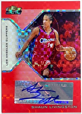 2004-05 Topps Finest Red X-fractor Shaun Livingston Auto RC #162 /59 - Image 1 of 2