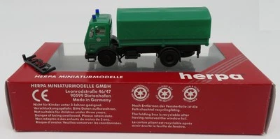 Micro Herpa Ho 1/87 Camion Bache Mb Mercedes Sk Polizia In Scatola #042468 - Immagine 1 di 4