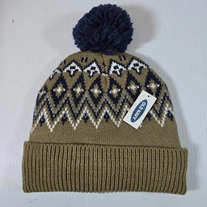 Old Navy Beanie Toque Adult One Size brown Geometric Knit 100% Acrylic Ski - Picture 1 of 9