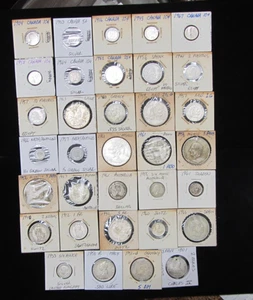 WORLD SILVER 34 COIN LOT - VARIOUS DATES & CONDITIONS - APP. 196 g. OF SILVER - Picture 1 of 17