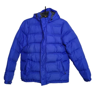 Lands End Size L/T TALL 46-48 Blue Down Filled Quilted Puffer Coat Jacket - Picture 1 of 7