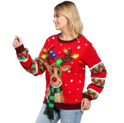 Joyin  Unisex Light-Up Reindeer Ugly Christmas Sweater  Size S - Image 1 of 4