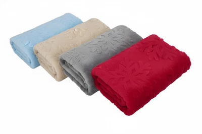 Plüschfleece 3D Schneeflocken 50 x 160 cm - Bild 1 von 3