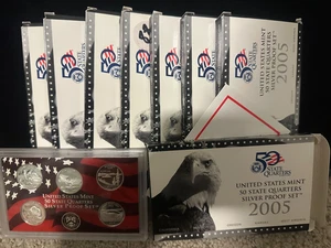 8 Set Lot of 2005-S SILVER Quarter Proof Sets ORIGINAL 7.24 ounces - Picture 1 of 1
