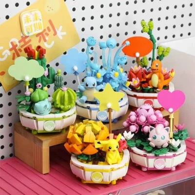 5 conjuntos de blocos de construção genuínos oficiais Pokemon Squirtle plantas doces suculentas - Imagem 1 de 4