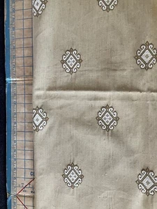 Schumacher Chenille medallion fabric Panel 50”x 93” Oatmeal - Picture 1 of 3
