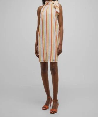 Vestido para mujer Trina Turk blanco a rayas con corbata halter favorable talla grande $289 Foto 1 de 4