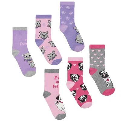 BAUM Gilrs 3er-Pack Neuheit Haustier Design Socken Mops Katzen Kinder Kleidung