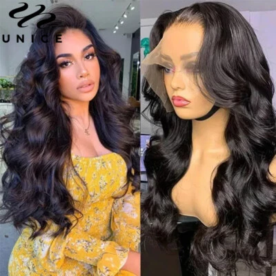 UNice Brazilian Body Wave 13x4 Lace Front Wig Human Hair Pre Plucked Glueless US - Image 1 of 4