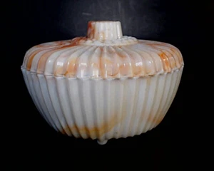 Caja de platos en polvo acanalado de vidrio naranja y blanco Akro Agate - Imagen 1 de 9