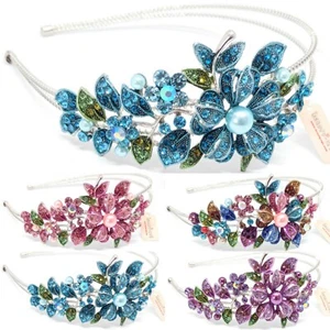 Fashion Crystal Rhinestones metal Flowers Headband bridal head-wear Accessories - Picture 1 of 6