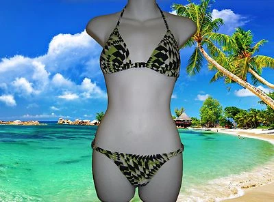 Новый GOTTEX лайм зеленый черный модный купальный костюм купальник бикини комплект 2 шт. размер 8 - Изображение 1 из 4