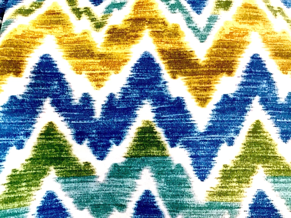 Millcreek 户外庭院甲板织物雪佛龙 Tiago 蓝色绿色 3.5 码 批量 — 第 1/4 张图片