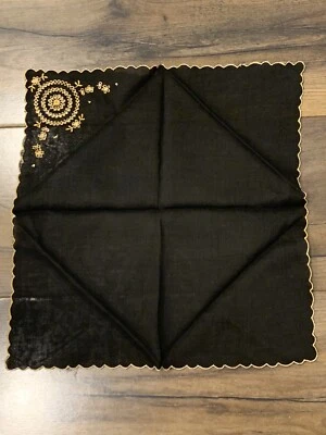 Acessório masculino clássico elegante bordado floral quadrado bolso preto 10”X 10” - Imagem 1 de 4