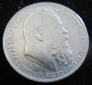 MDS DEUTSCHES REICH KAISERREICH BAYERN ZWEI 2 MARK 1911 D "LUITPOLD", SILBER #A2 - Bild 1 von 2