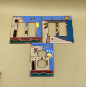 9 Hills Adobe House Palm Tree Triple Terracotta Switch Plate Toggle LOT 3 - Picture 1 of 7