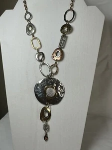 Multi Tone Silver Gold Copper Tones Love Peace Remember Lariat Necklace 16” - Picture 1 of 20