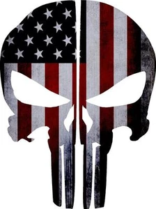 PUNISHER SKULL REFLECTIVE FIRE HELMET DECALS FIRE HELMET STICKER - AMERICAN FLAG - Picture 1 of 1