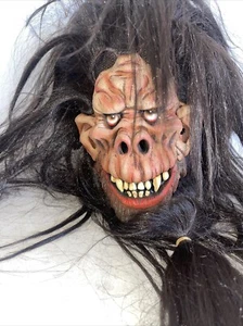 Caveman Mask Halloween Costume Full Hair Barbarian Prehistoric Paper Magic Co - Picture 1 of 8