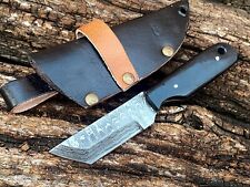 SHARDBLADE CustomHandmade Damascus Steel Hunting MINI TANTO KNIFE W/BULL HORN