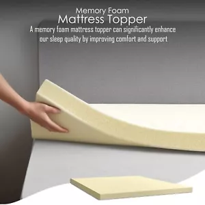 Memory Foam Mattress Toppers Soft & Comfortable Cushioned Support 1" & 2" Thick - Picture 1 of 7