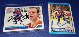 MARK MESSIER AUTOGRAPHED 1991 SCORE / KEVIN LOWE SIGNED 2000 O-PEE-CHEE - Picture 1 of 10