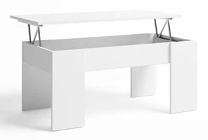 Mesa centro baja Low salon comedor elevable color blanco moderna 45-58x100x50 cm - Imagen 1 de 4