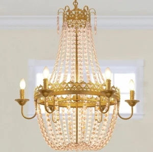 Wellmet French Empire Crystal Chandelier Modern Adjustable Hanging Pendant... - Picture 1 of 19