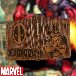 NEU Deadpool Marvel Disney braune khakifarbene Geldbörse aus Leder mit Doppelfaltung - Bild 1 von 4