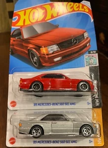 Hot Wheels Lot Of 2 “89 Mercedes-Benz 560 SEC AMG” -Red And Grey (NOT STH) - Picture 1 of 1