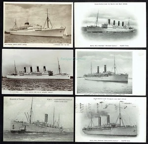1922-55 Union Castle Line Kenilworth Carisbrook Arundel Windsor 6 x Postcard - Picture 1 of 2