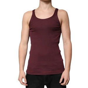 DOLCE & GABBANA T-shirt Maroon Cotton Sleeveless Round Neck Tank Men IT48/US38/M - Picture 1 of 7